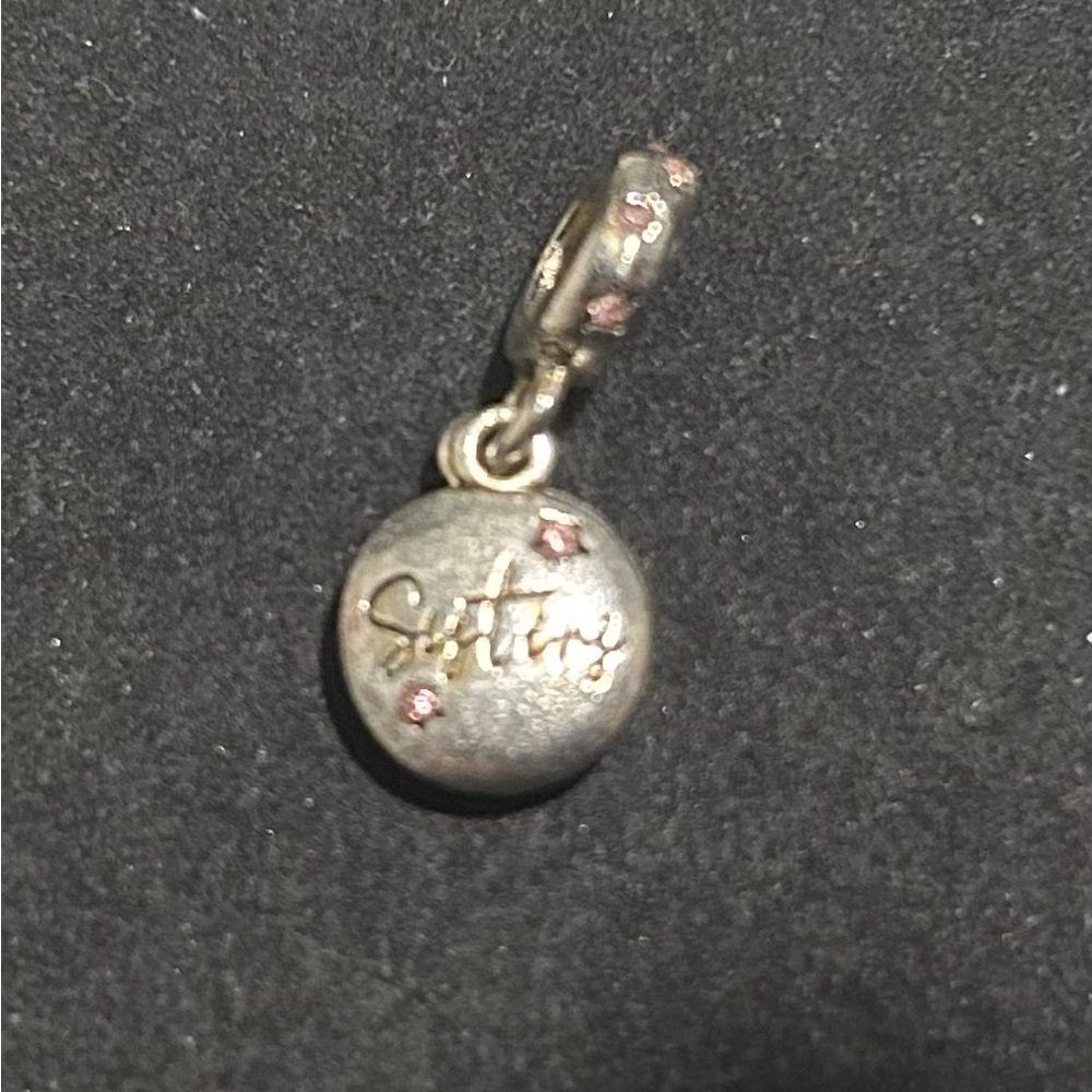 Pandora Silver and Pink sister Charm Bracelet